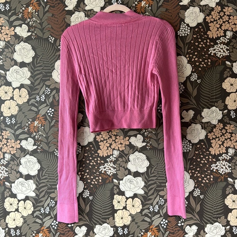 TOME Collective Pink Ribbed Crop Sweater size small - Picture 8 of 8